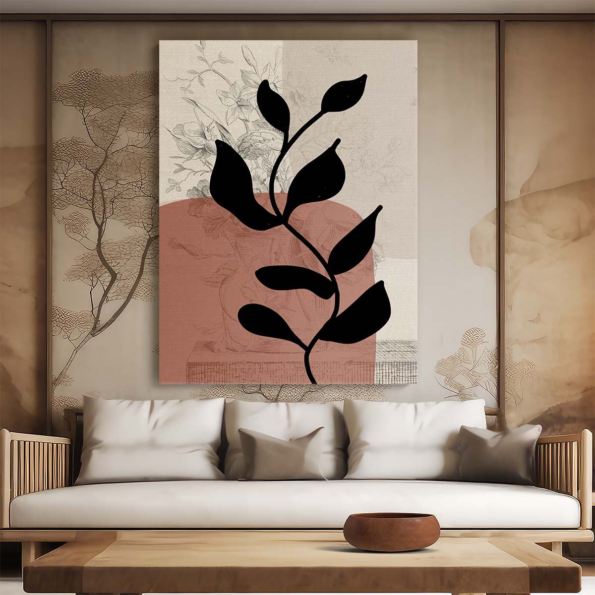 Vintage Botanical Illustration Wall Art in Terracotta, Yopie Studio by Luxuriance Designs, made in USA