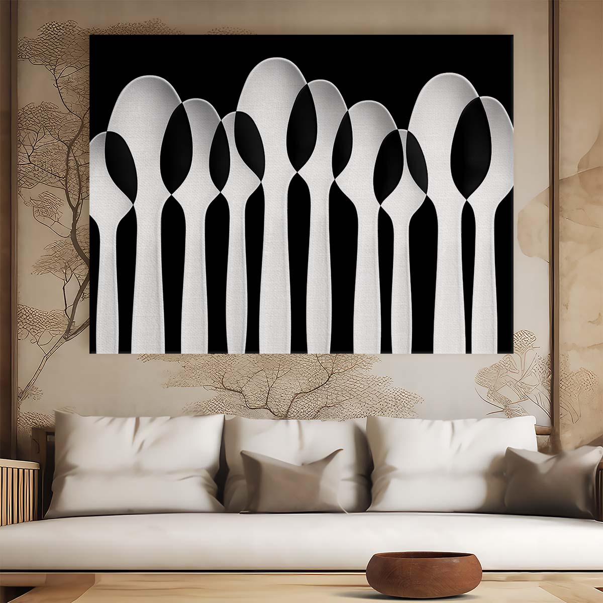 Monochrome Zebra & Forest Spoon Pattern Wall Art by Luxuriance Designs. Made in USA.