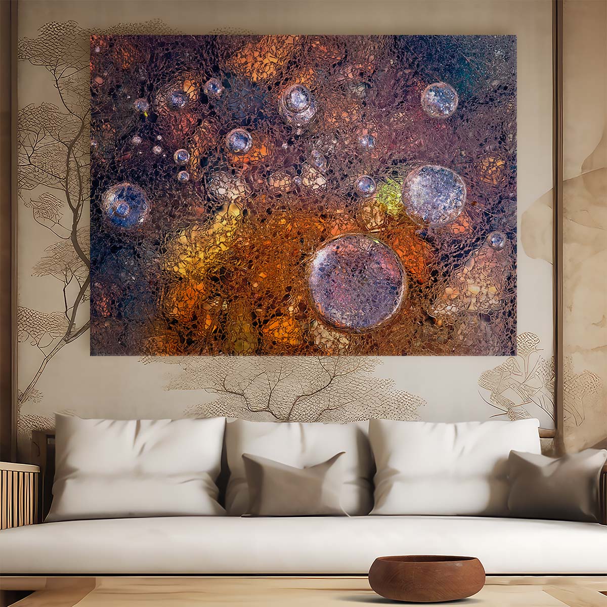 Frozen Cosmos & Autumnal Landscape Abstract Wall Art by Luxuriance Designs. Made in USA.