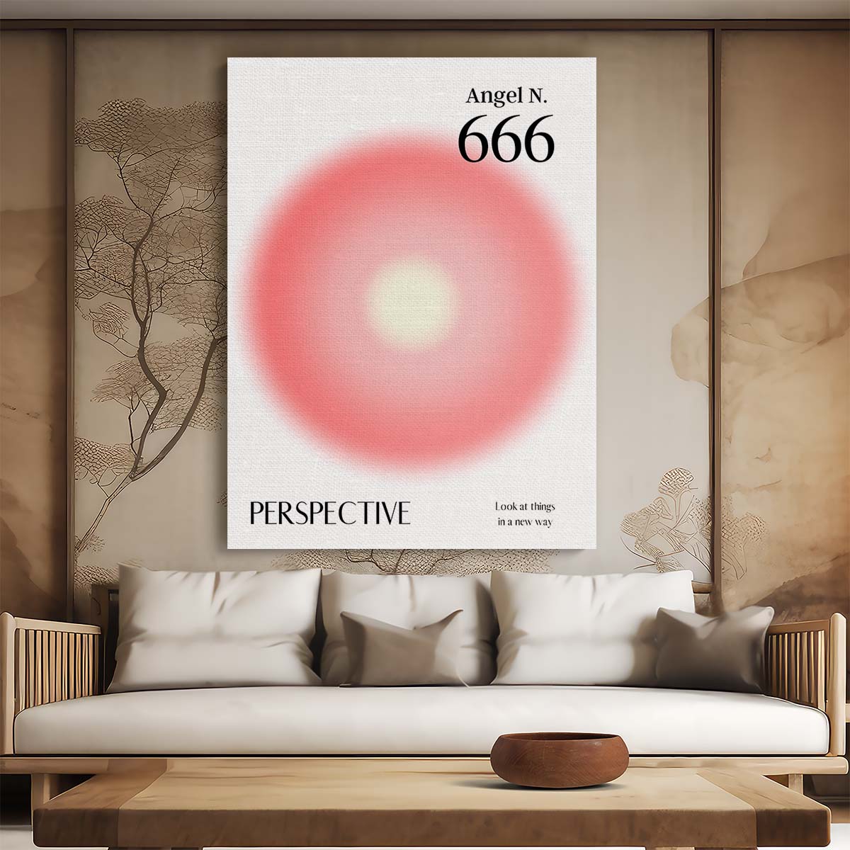 Colorful Angel Number 666 Illustration Positive Energy Manifestation Wall Art by Luxuriance Designs, made in USA