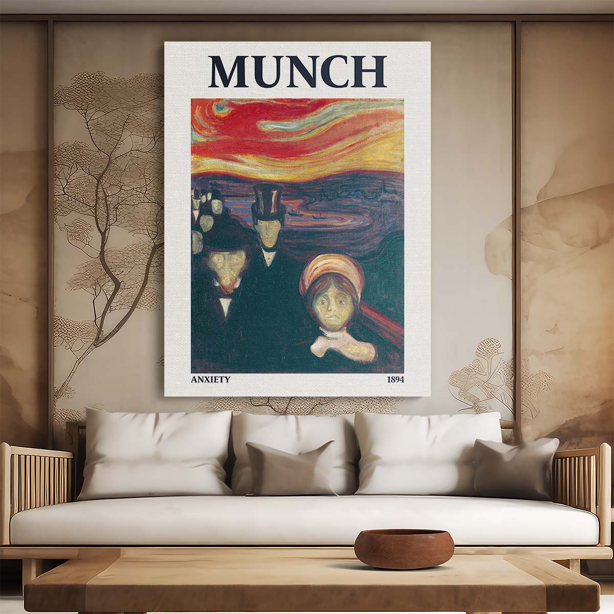 Edvard Munch Anxiety Acrylic Illustration Painting, 1894 Norway Masterpiece by Luxuriance Designs, made in USA