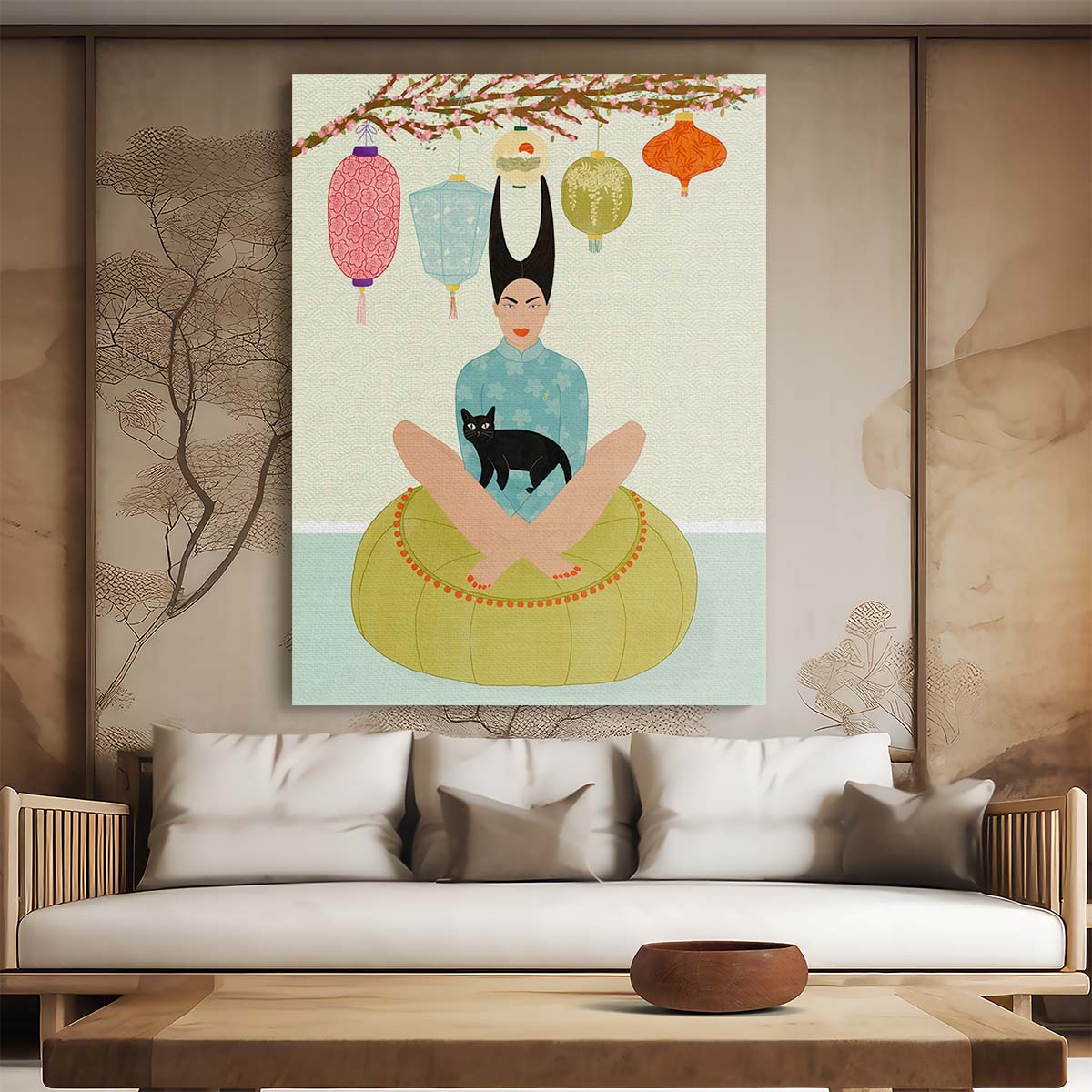 Colorful Tokyo Catwoman Digital Art Illustration by Jota de jai by Luxuriance Designs, made in USA