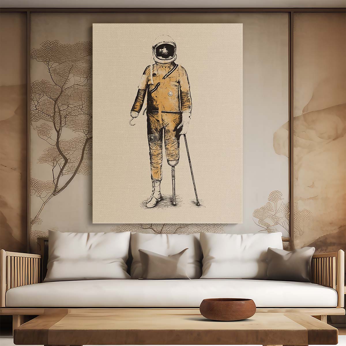 Minimalistic Space Astronaut Art Poster, Astropirate by Florent Bodart by Luxuriance Designs, made in USA