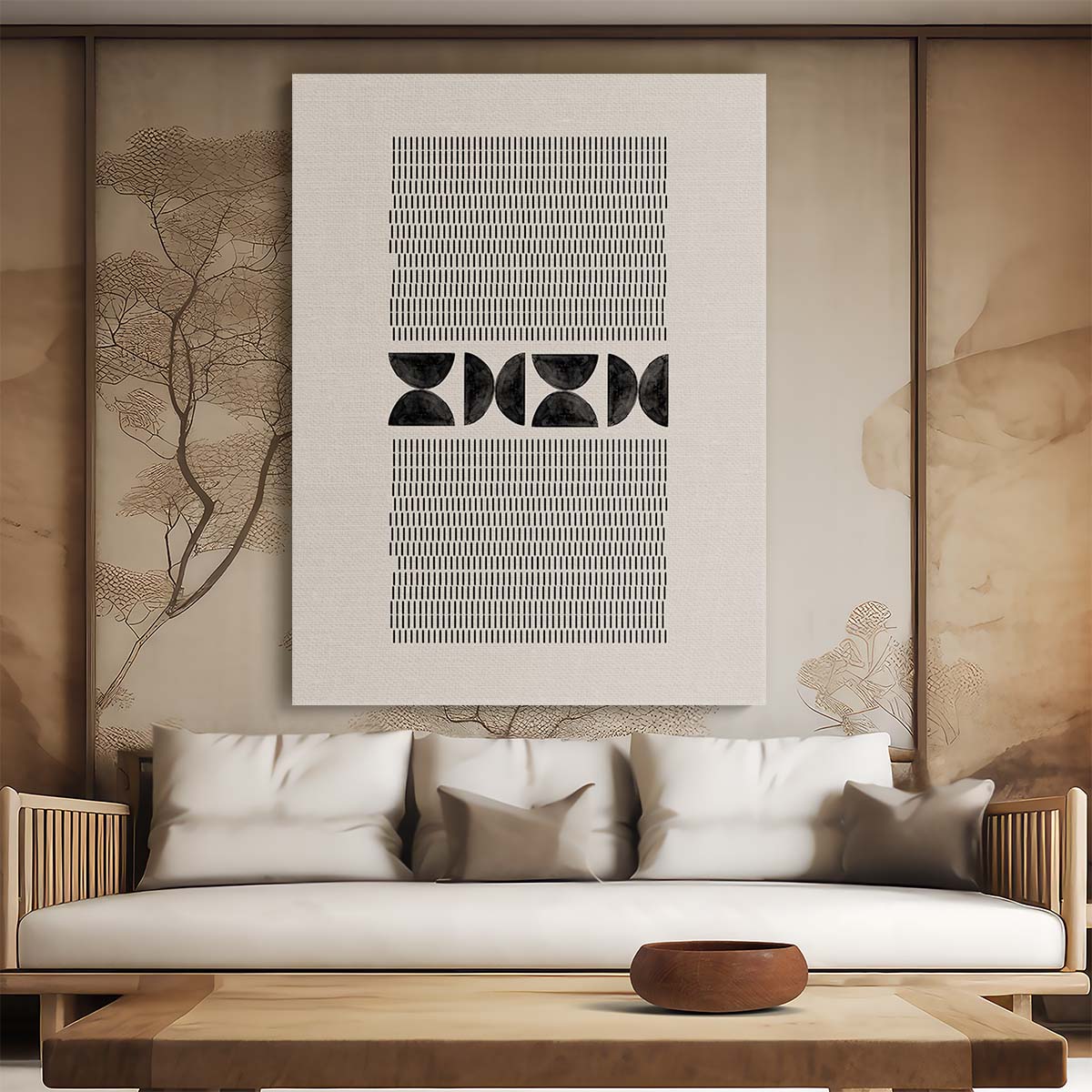 Geometric Beige Abstract Illustration Art by THE MIUUS STUDIO by Luxuriance Designs, made in USA