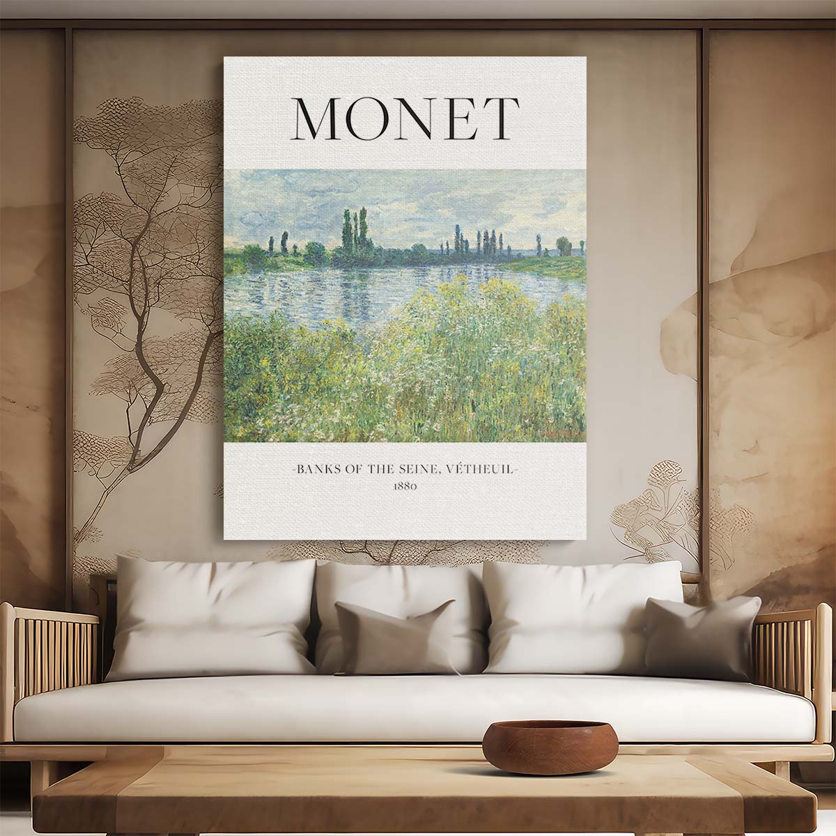 Claude Monet's Bright Landscape Oil Painting - Banks of the Seine by Luxuriance Designs, made in USA