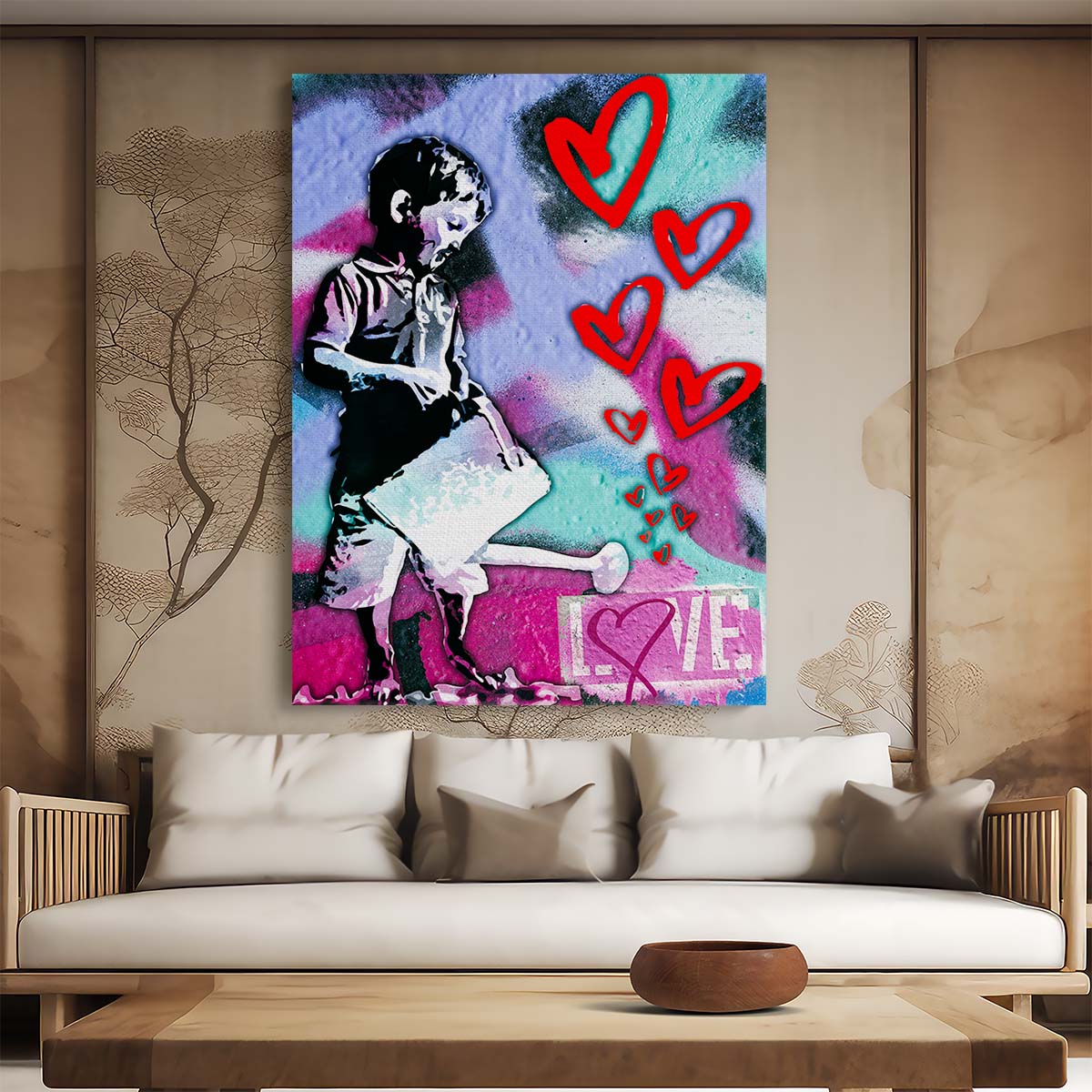 Banksy Child Love Street Graffiti Wall Art by Luxuriance Designs. Made in USA.