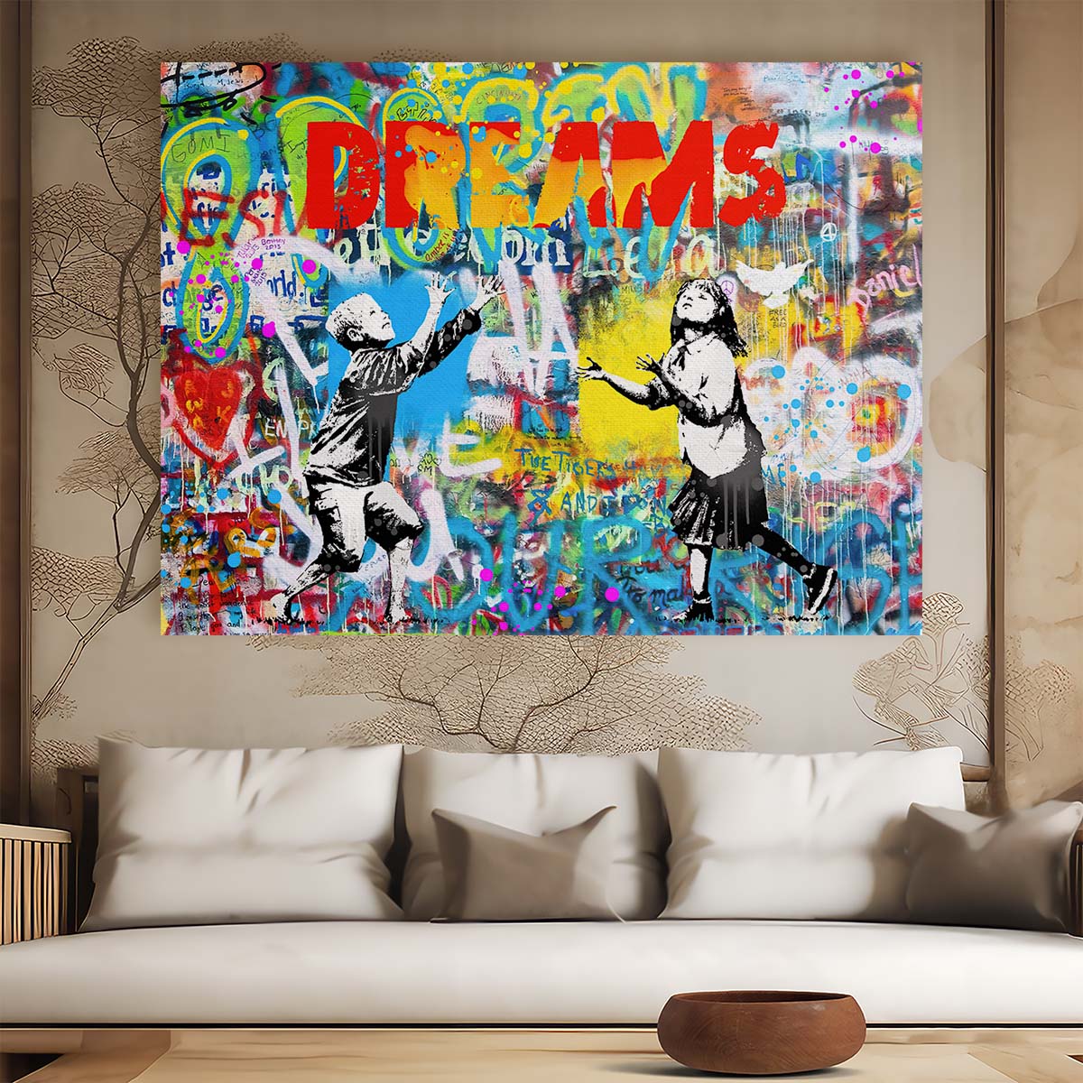 Banksy Dreams Graffiti Wall Art by Luxuriance Designs. Made in USA.