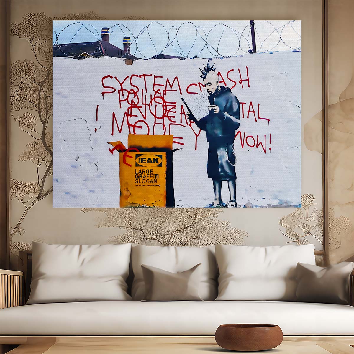 Banksy System Crash Ikea Punk Wall Art by Luxuriance Designs. Made in USA.