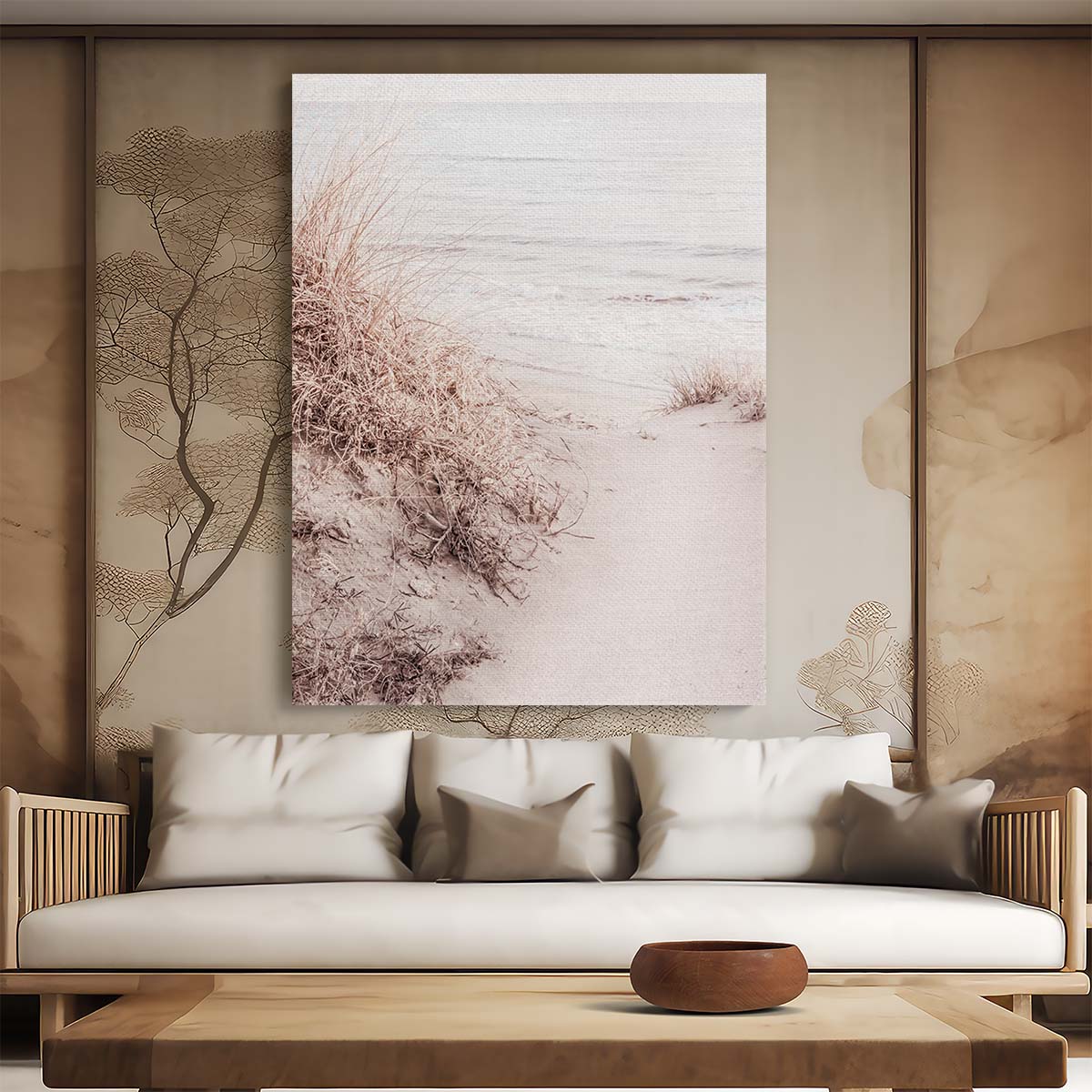 Coastal Beige Beach Sand Dunes Photography, Seascape Wall Art by Luxuriance Designs, made in USA