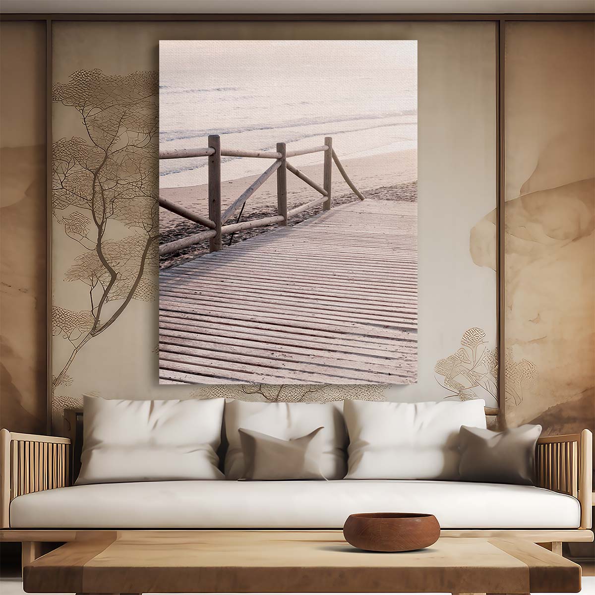 Coastal Landscape Photography Beach, Sea, Sand, Boardwalk Seascape by Luxuriance Designs, made in USA