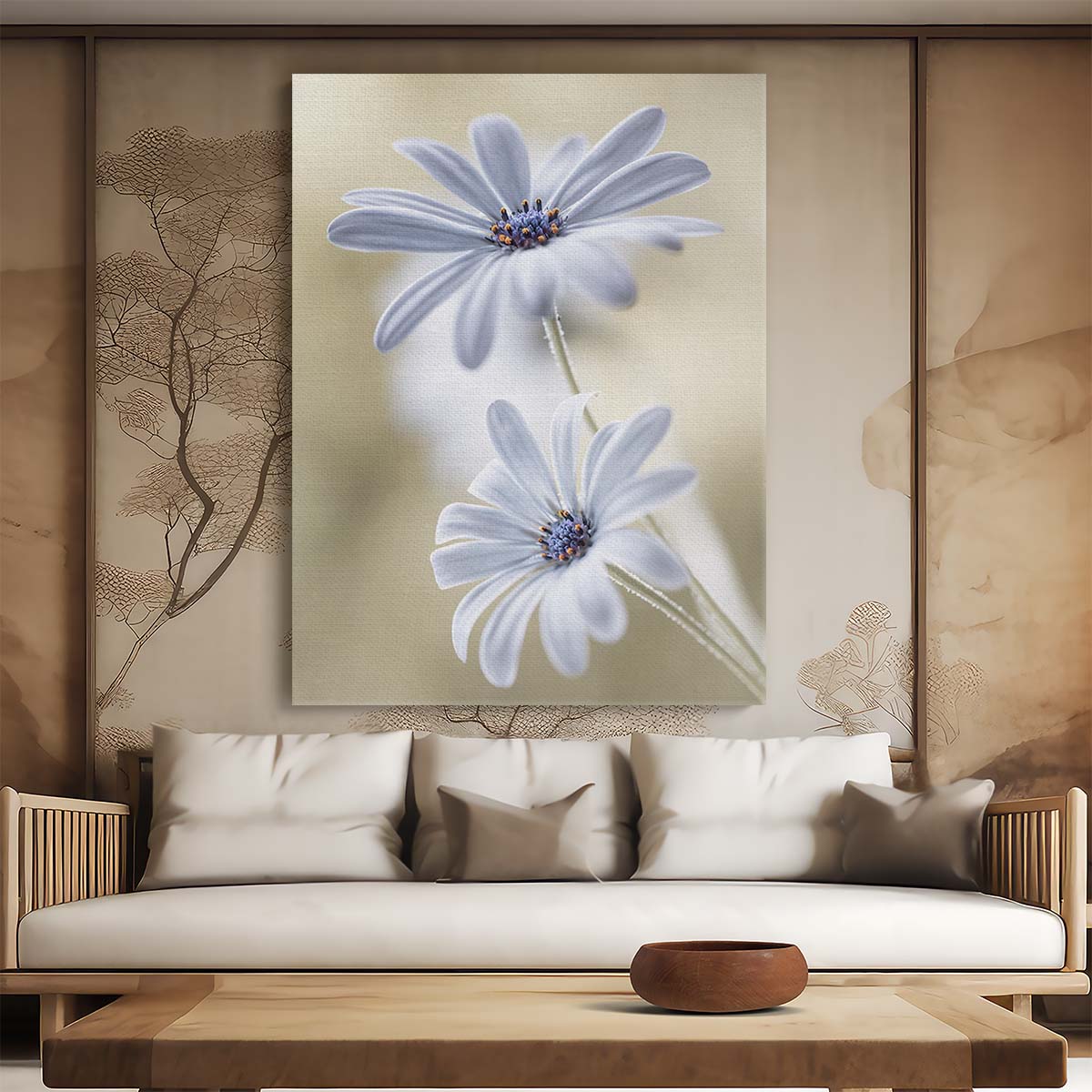 Delicate Macro Photography of Blue Cape Daisies by Mandy Disher by Luxuriance Designs, made in USA