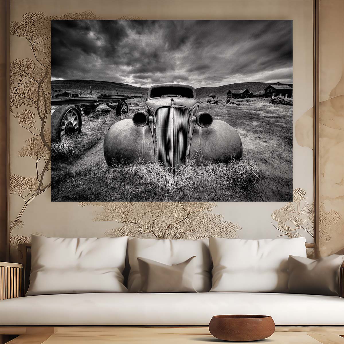 Vintage Car Decay in Monochrome Bodie, California Wall Art