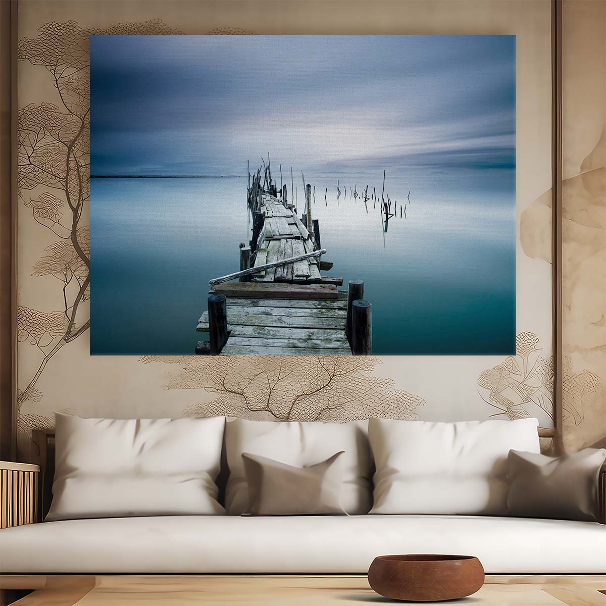 Serene Carrasqueira Pier Seascape Tranquility Wall Art by Luxuriance Designs. Made in USA.