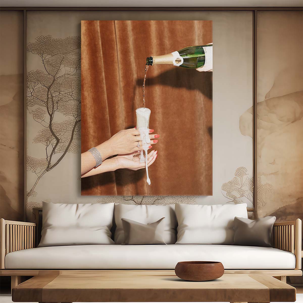 Vintage Still Life Champagne Celebration Photography Wall Art by Luxuriance Designs, made in USA