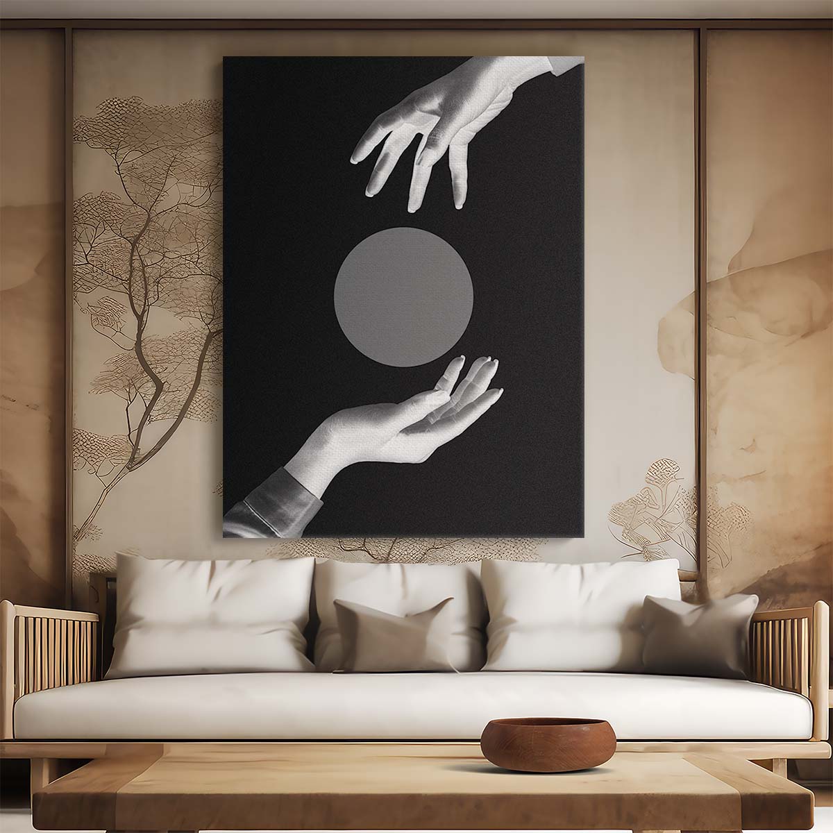 Mid-Century Abstract Monochrome Hand Collage Photography Wall Art by Luxuriance Designs, made in USA