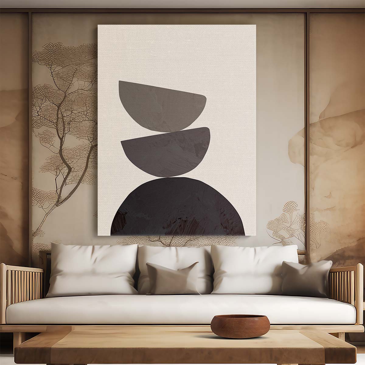 Mid-Century Geometric Abstract Illustration - Collage 08 Graphic Shapes Balance by Luxuriance Designs, made in USA