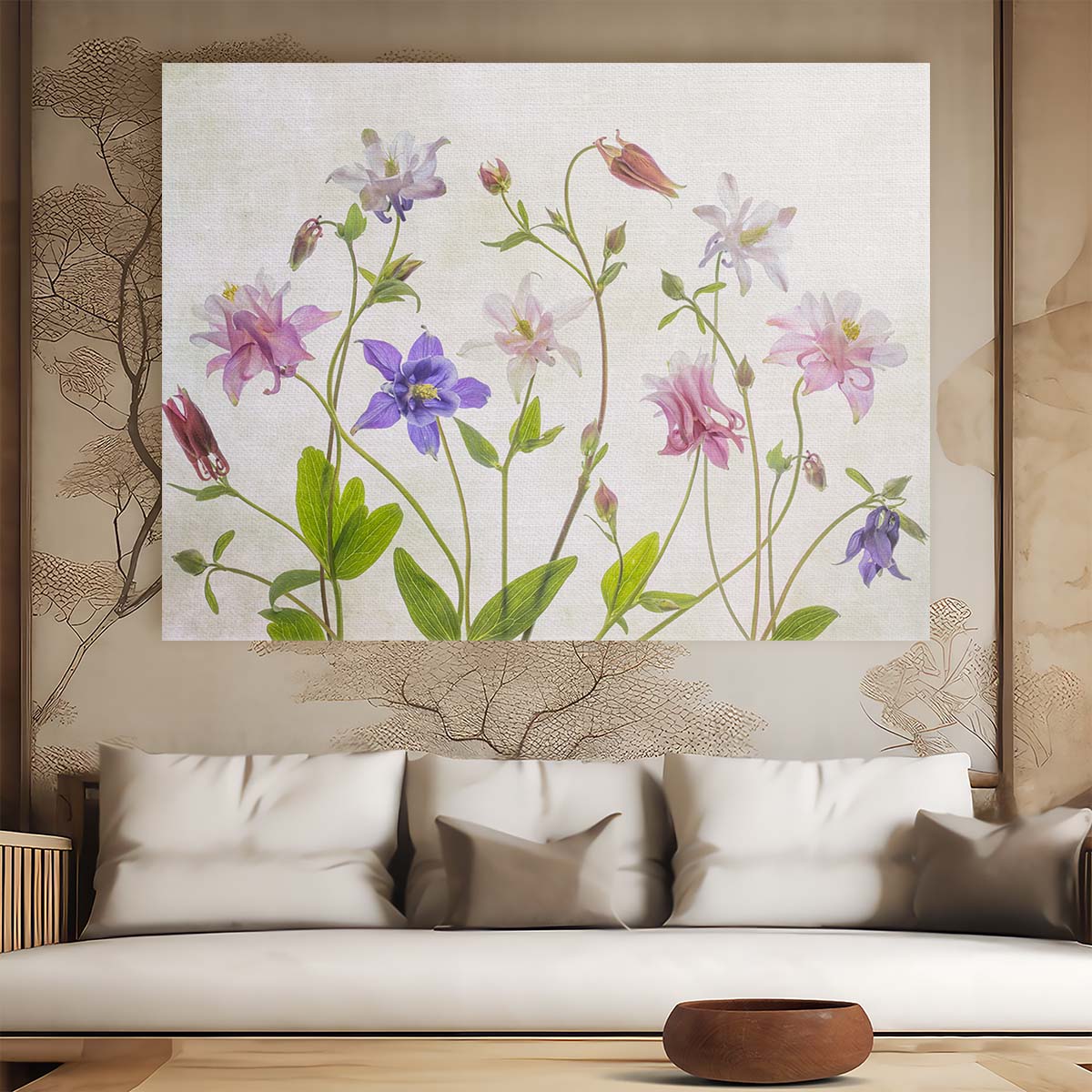 Pastel Columbine Bloom Macro Floral Photography Wall Art