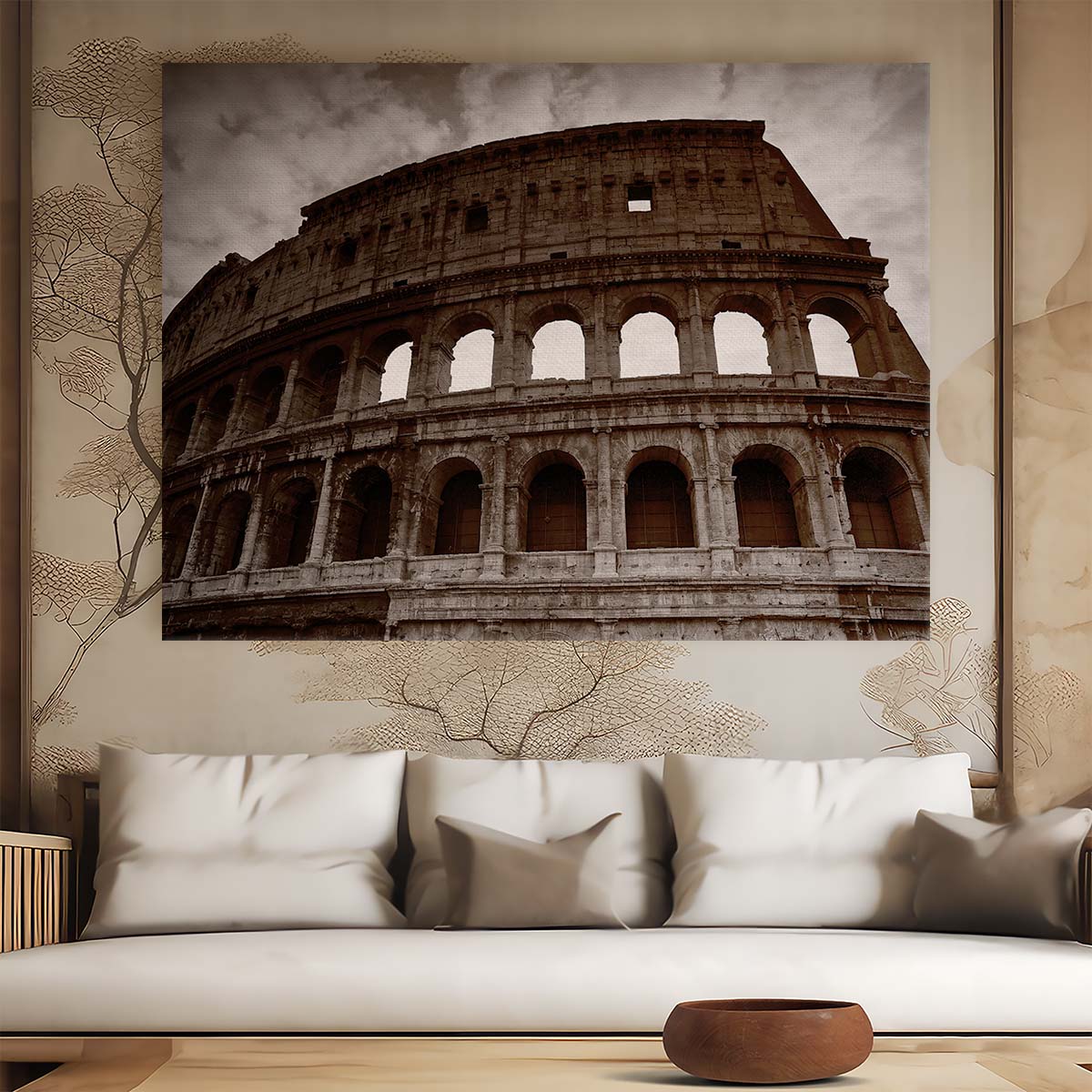 Iconic Colosseum Rome Ruins Monochrome Wall Art by Luxuriance Designs. Made in USA.