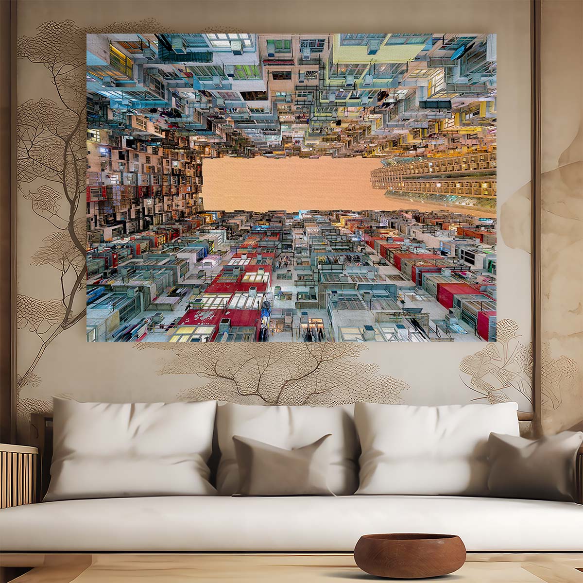 Futuristic Hong Kong Urban Density Wall Art by Luxuriance Designs. Made in USA.