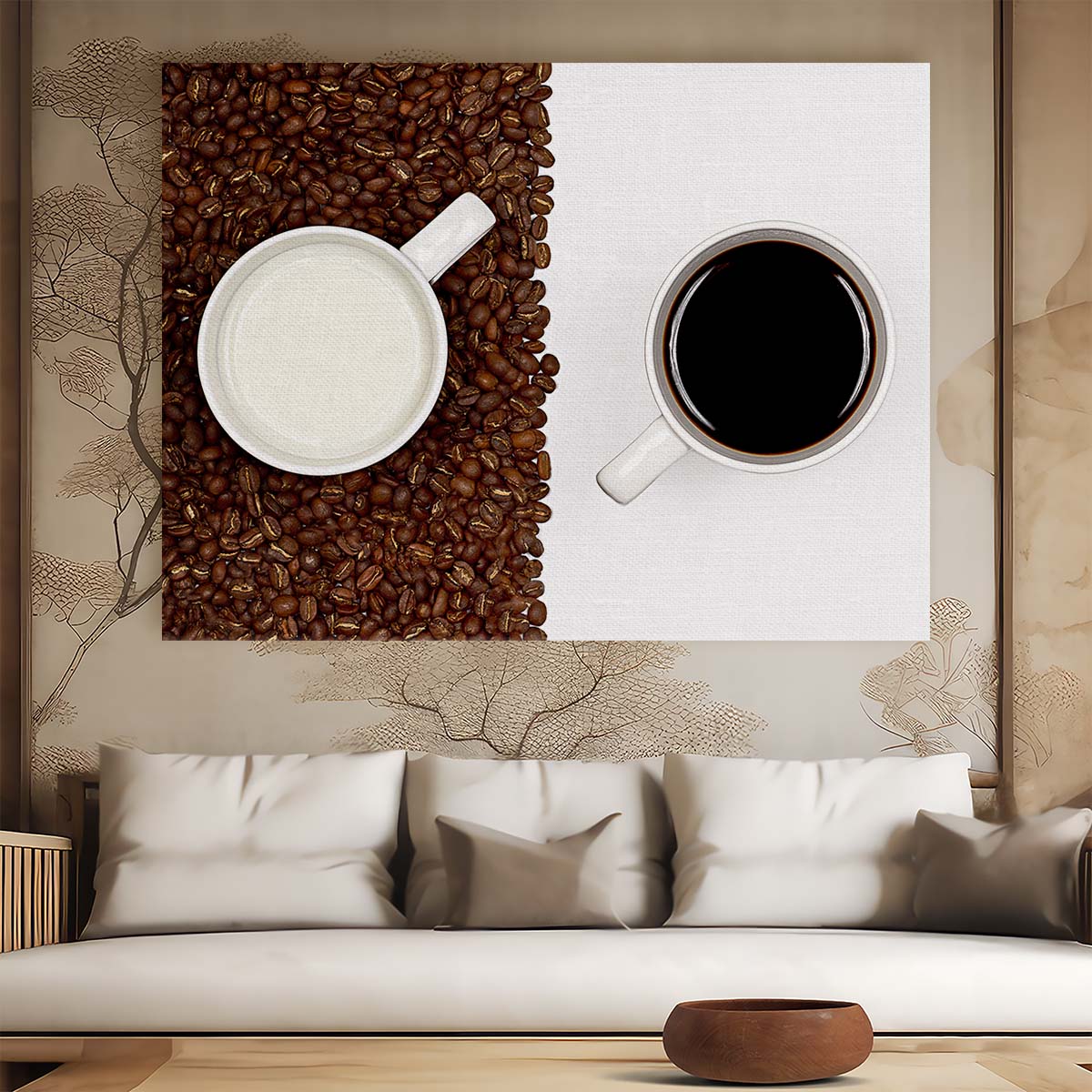 Yin Yang Coffee & Milk Cafe Kitchen Wall Art by Luxuriance Designs. Made in USA.