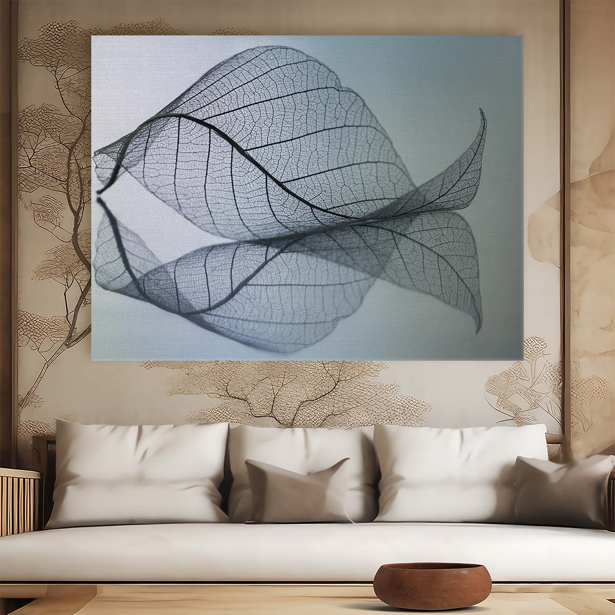 Delicate Vein Skeleton Leaf Macro Wall Art by Luxuriance Designs. Made in USA.