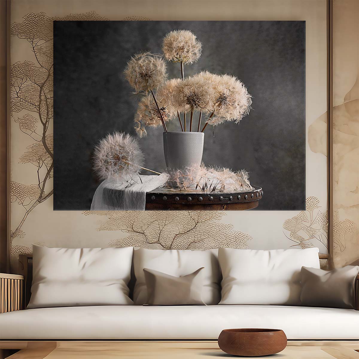 Autumn Dried Dandelion Seed Pod Floral Photography Wall Art