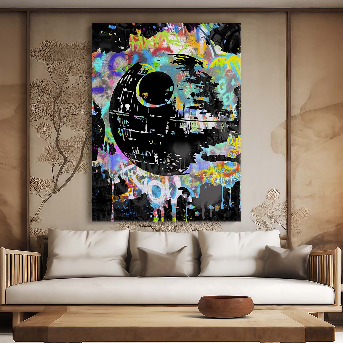 Death Star Graffiti Wall Art by Luxuriance Designs. Made in USA.