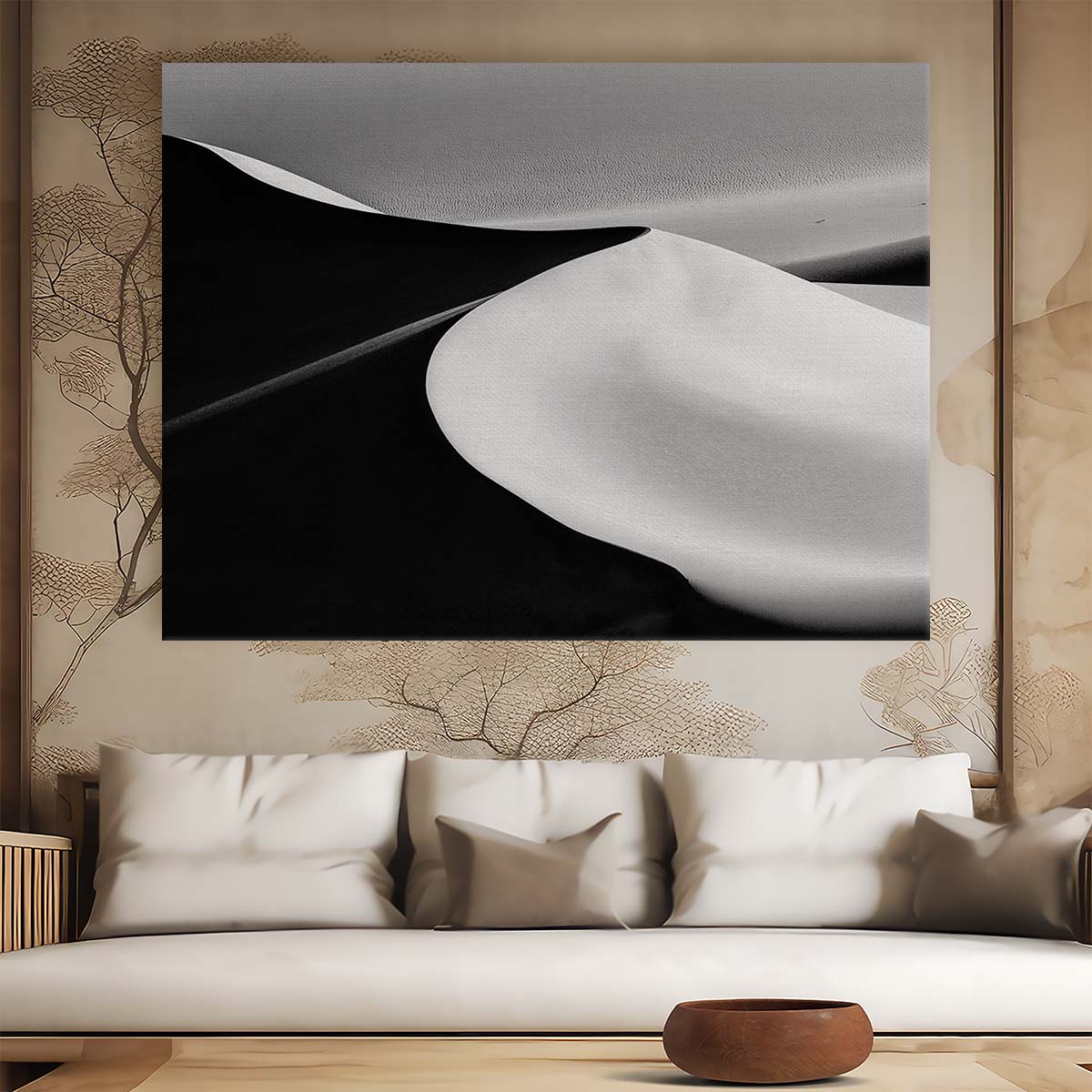 Minimalist Desert Dunes Landscape Abstract Wall Art by Luxuriance Designs. Made in USA.