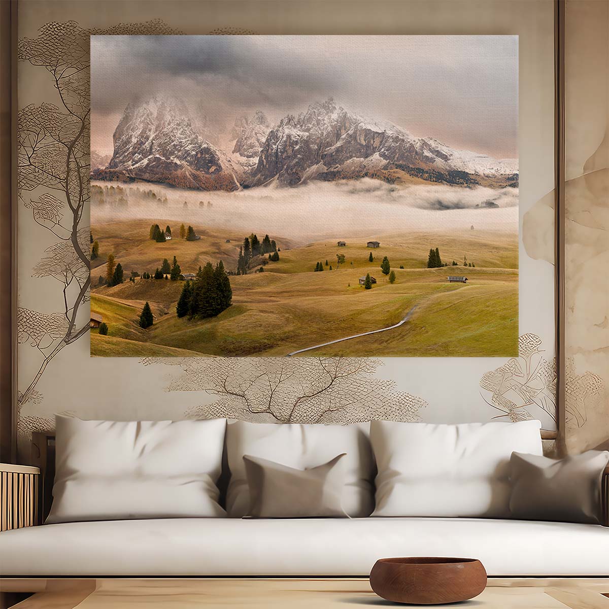 Mystical Dolomites Peaks & Autumn Cottages Wall Art by Luxuriance Designs. Made in USA.
