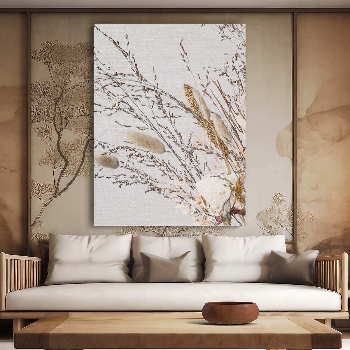 Autumn Botanical Photography Dried Floral Still Life on Grey by Luxuriance Designs, made in USA
