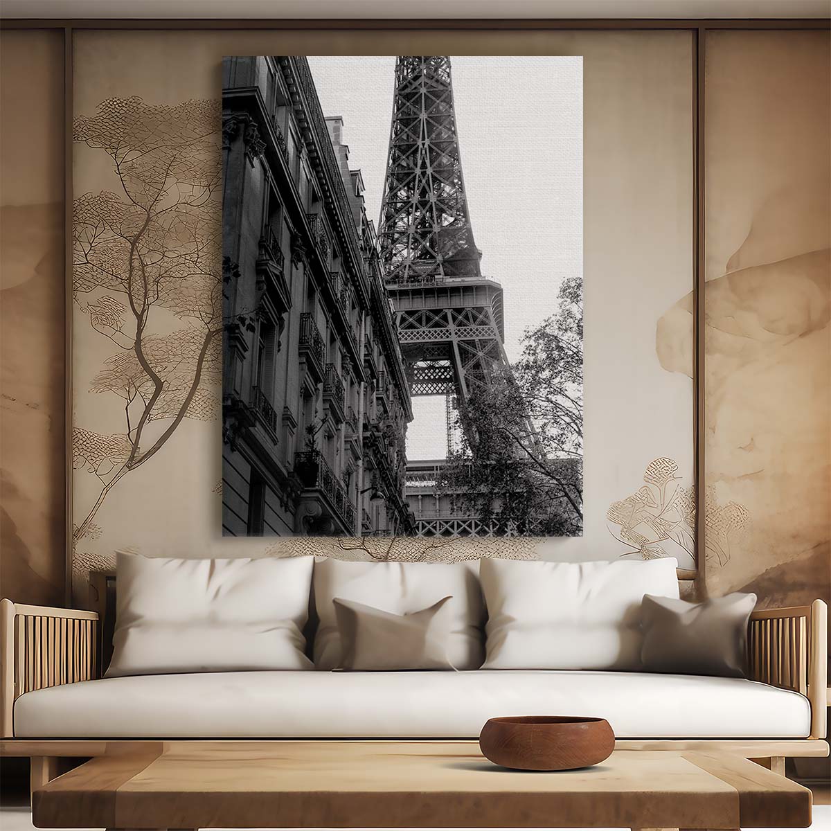 Paris Eiffel Tower Monochrome Photography, Iconic Urban Cityscape Wall Art by Luxuriance Designs, made in USA