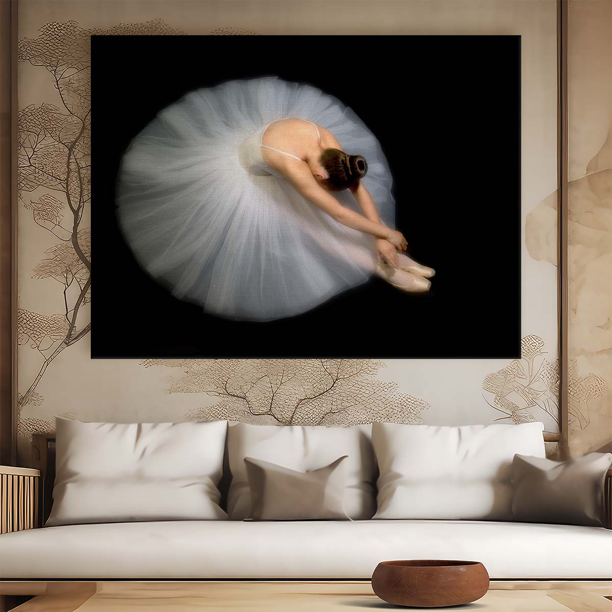 Graceful Ballerina Portrait in White Dress Wall Art by Luxuriance Designs. Made in USA.