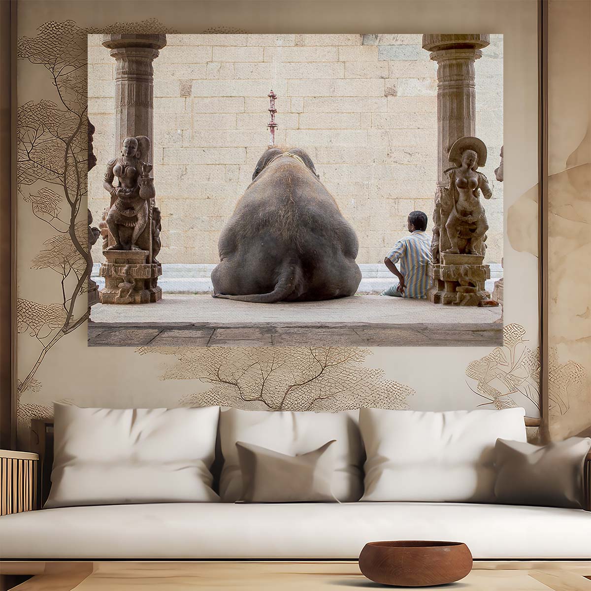 Sacred Elephant Temple Zen Meditation Wall Art by Luxuriance Designs. Made in USA.