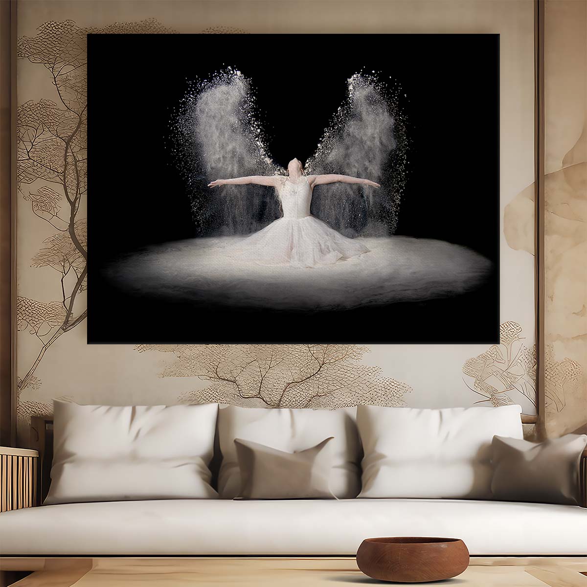 Spiritual Ballet Dancer Angel Wings Wall Art by Luxuriance Designs. Made in USA.