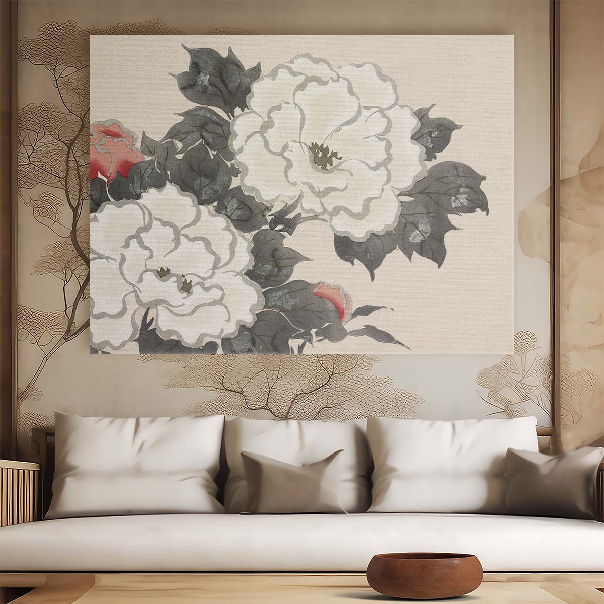 Vintage Japanese Floral Ukiyoe Blossoms Poster Wall Art by Luxuriance Designs. Made in USA.