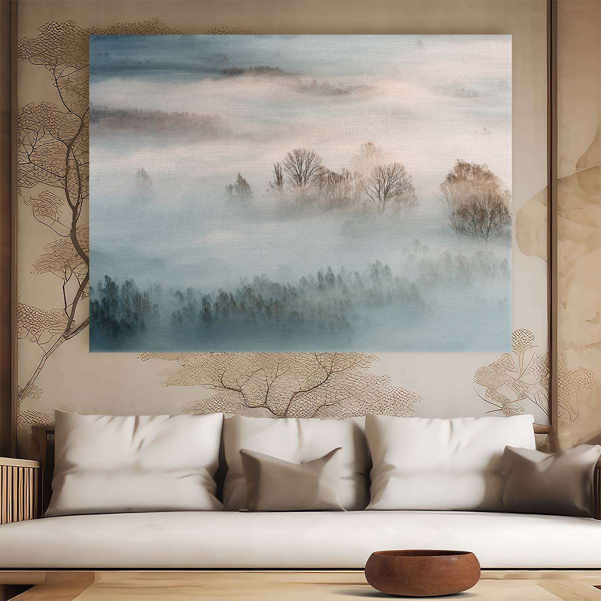 Dreamy Winter Sunrise Forest Mist Landscape Photography Wall Art