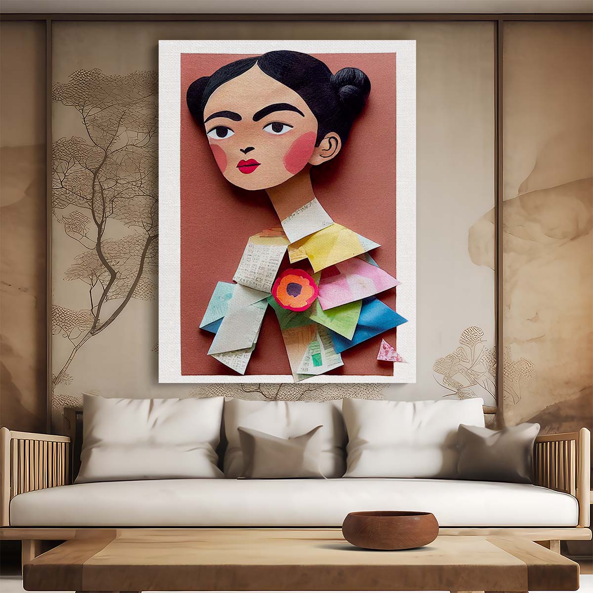 3D Colorful Frida Kahlo Portrait Paper Art by Treechild by Luxuriance Designs, made in USA