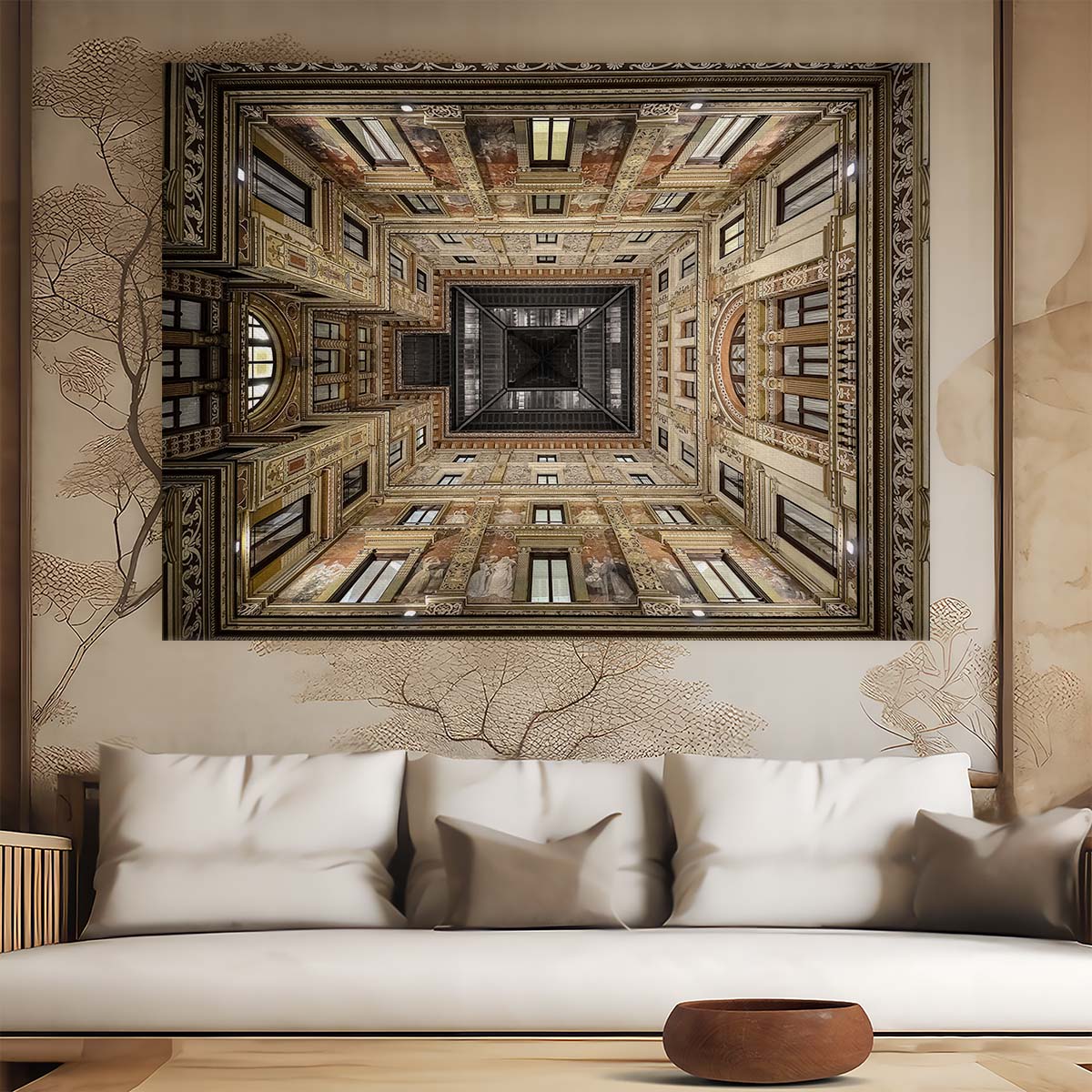 Rome's Historic Galleria Sciarra Courtyard Architecture Wall Art by Luxuriance Designs. Made in USA.