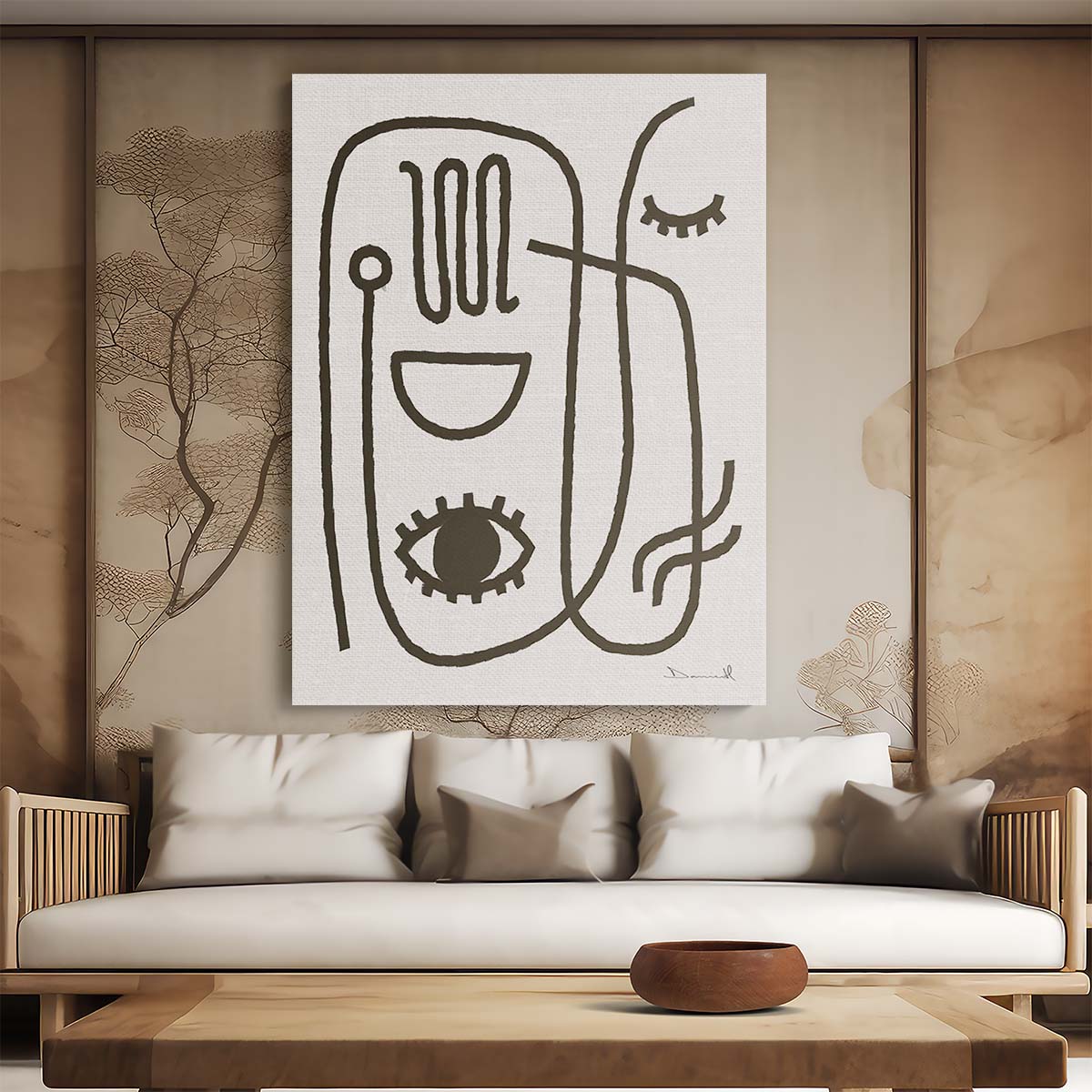 Modern Minimalistic Monochrome Abstract Illustration by Dan Hobday by Luxuriance Designs, made in USA