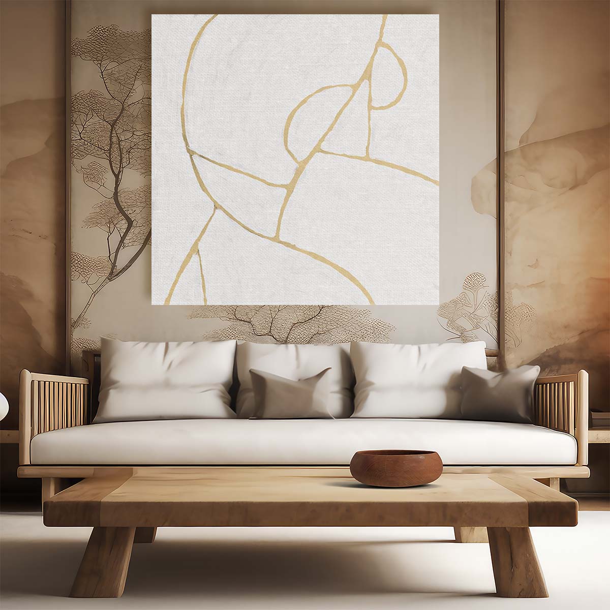 Geometric Lines Abstract Minimalist Painting by Dan Hobday Wall Art by Luxuriance Designs. Made in USA.