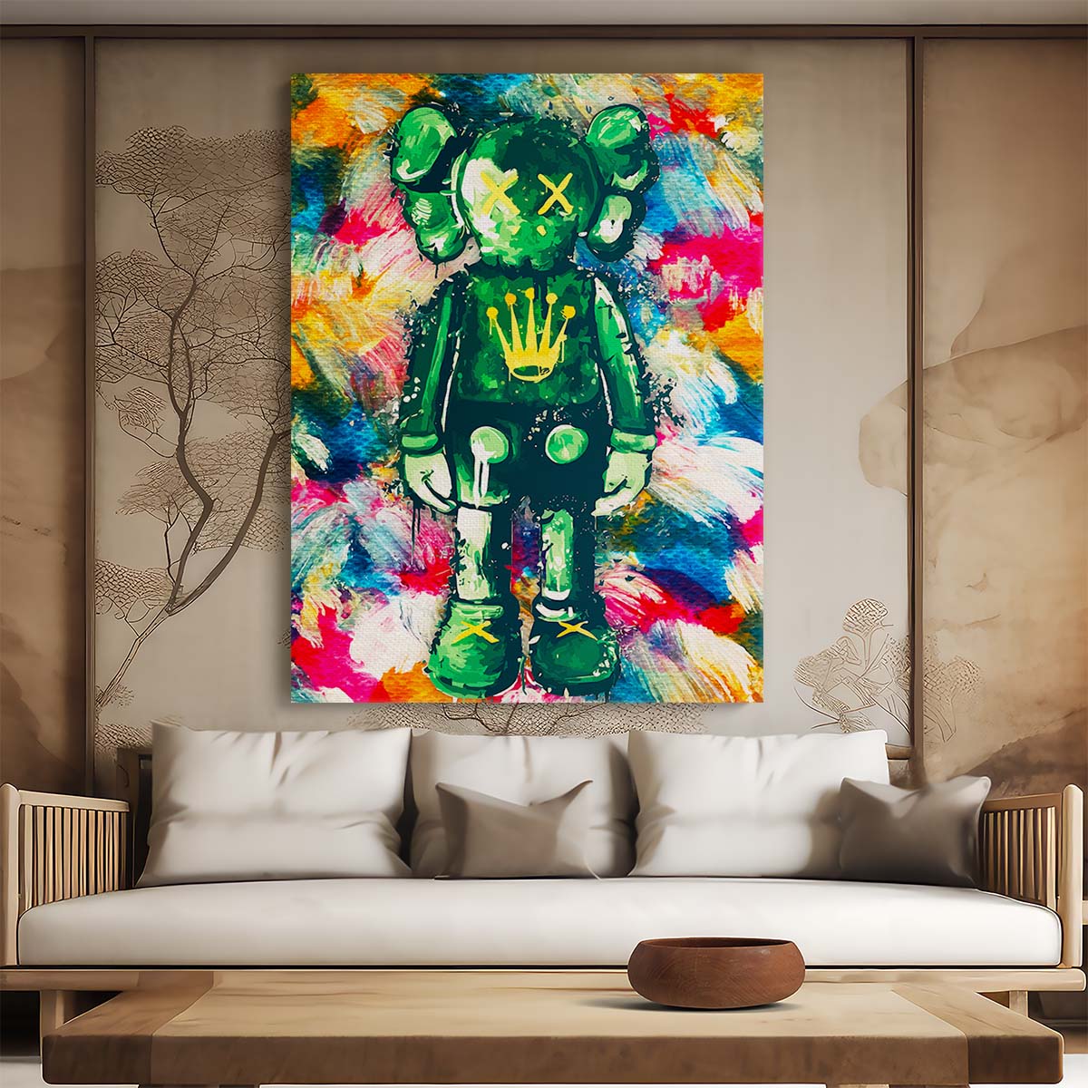 Green Kaws Rolex Watercolor Wall Art by Luxuriance Designs. Made in USA.