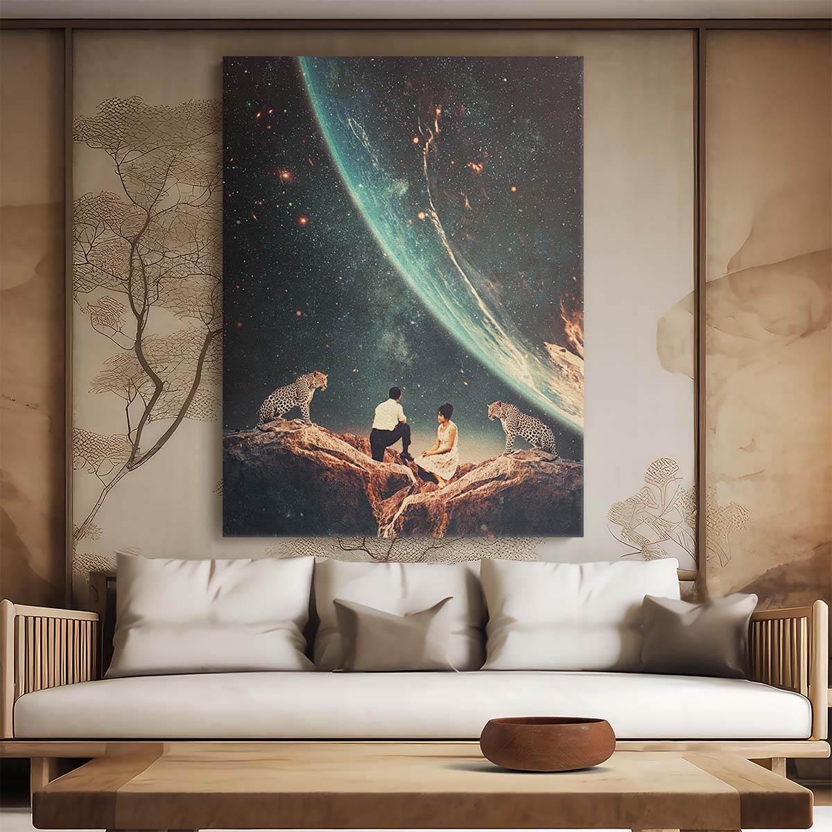 Romantic Retrofuturism Space Illustration Art by Frank Moth by Luxuriance Designs, made in USA