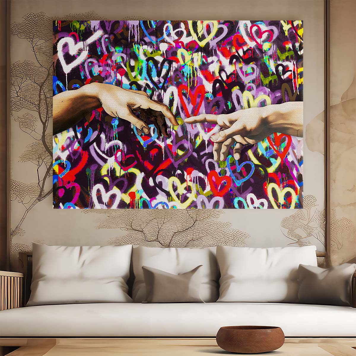 Hands Love Touch Graffiti Wall Art by Luxuriance Designs. Made in USA.