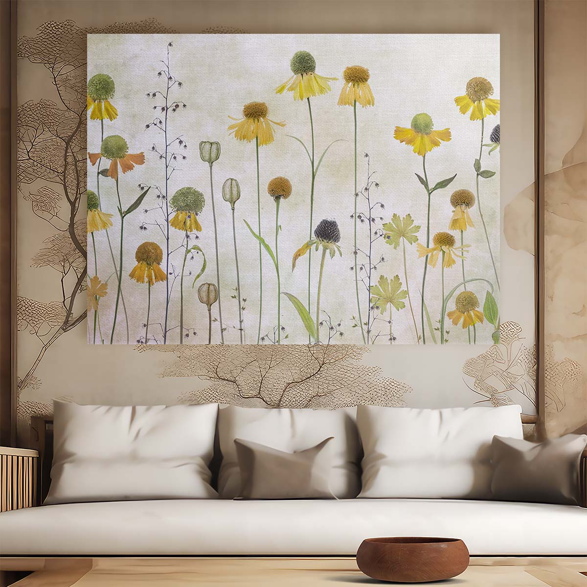 Helenium Summer Flowers Textured Botanical Photography by Mandy Disher Wall Art
