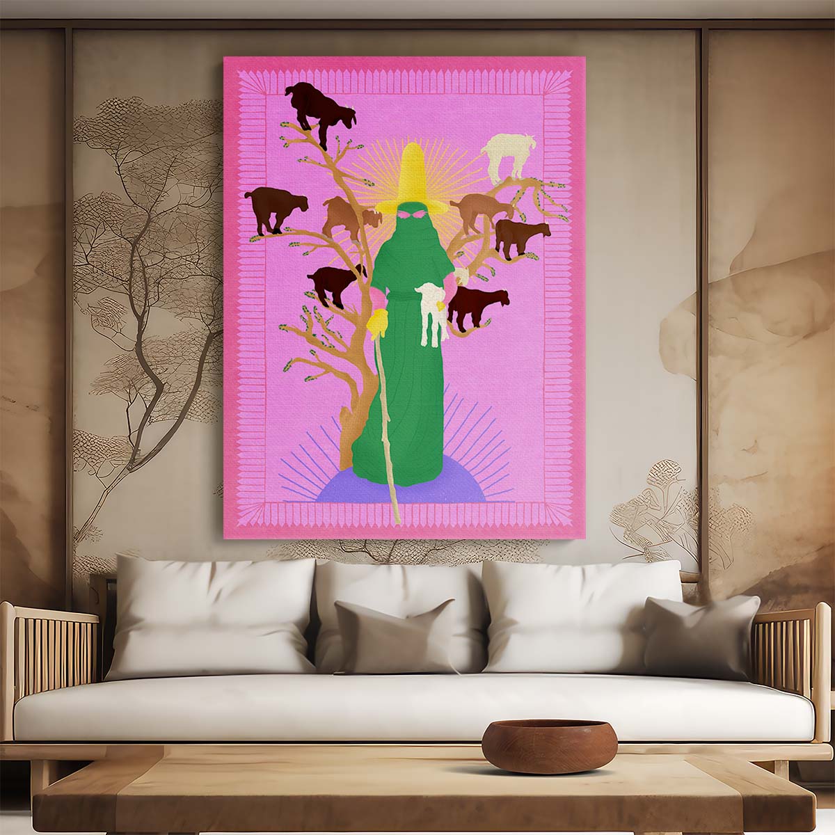 Colorful Feminist Humor Illustration, Holy Woman Herder Art Print by Luxuriance Designs, made in USA