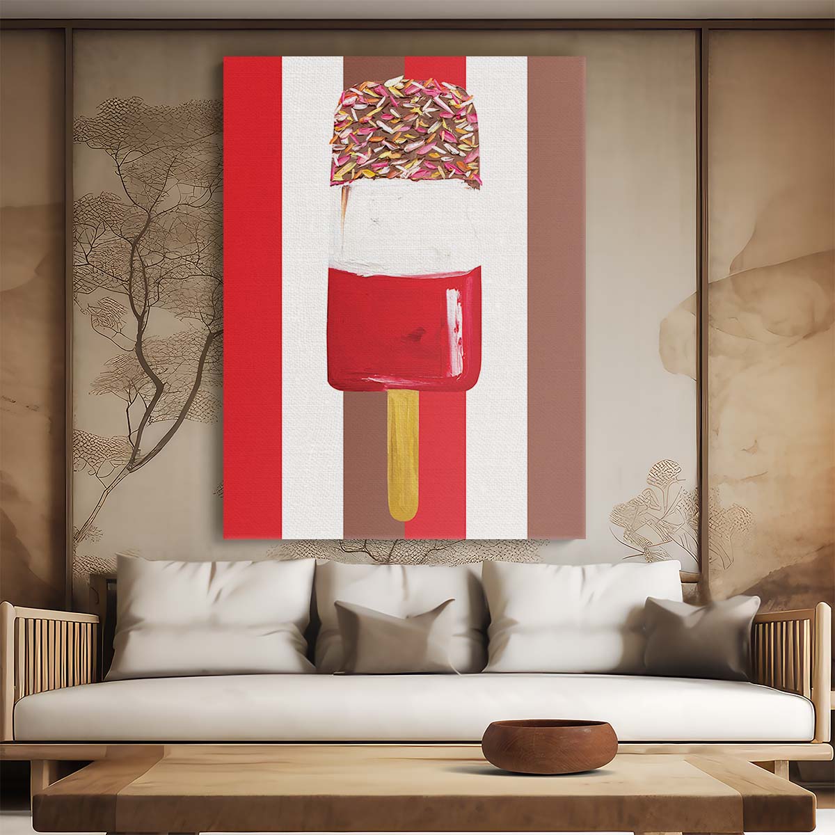 Colorful Ice Cream Popsicle Illustration for Kitchen Wall Art by Luxuriance Designs, made in USA
