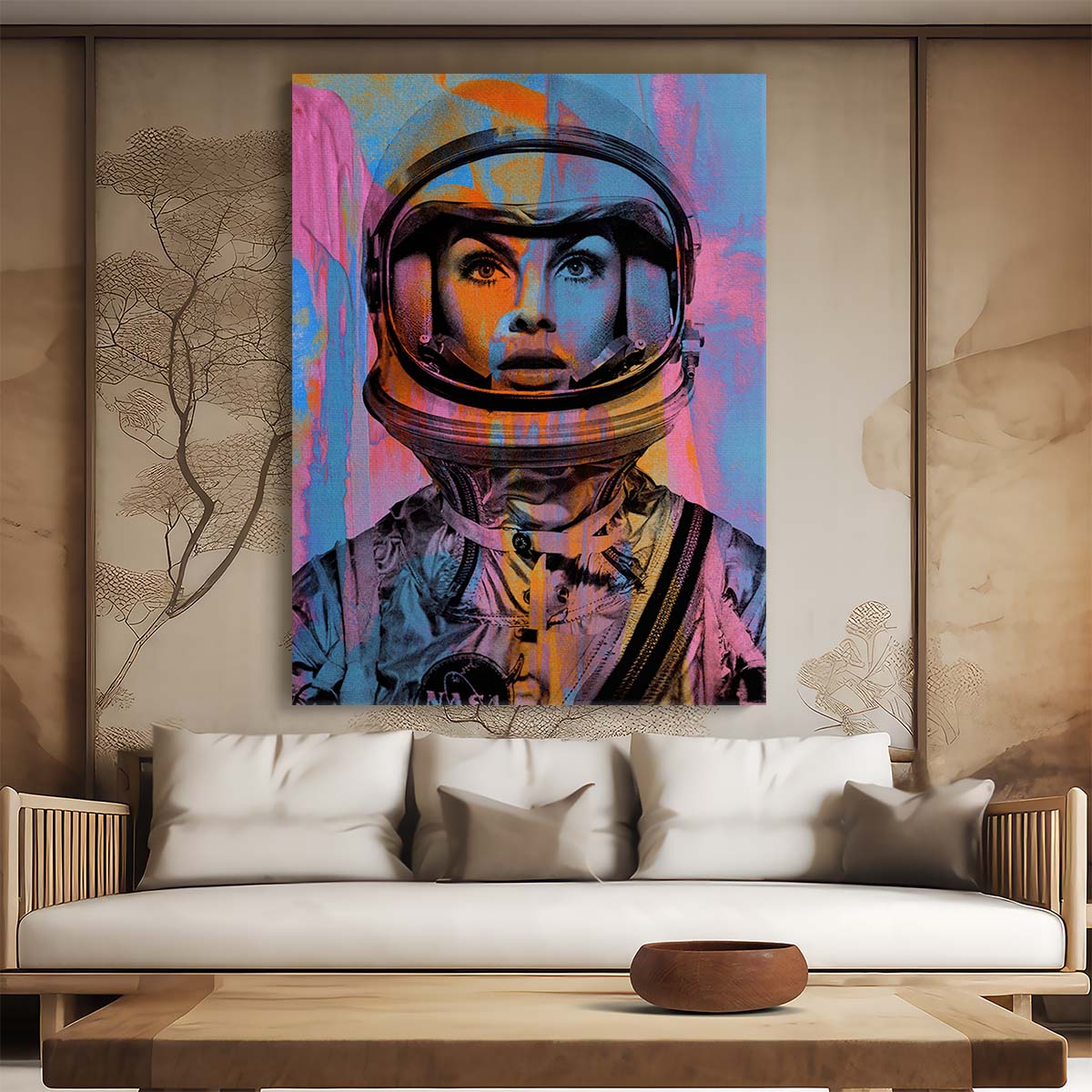 Jeannie Shrimpton Girl Astronaut 60s Space Age Wall Art by Luxuriance Designs. Made in USA.