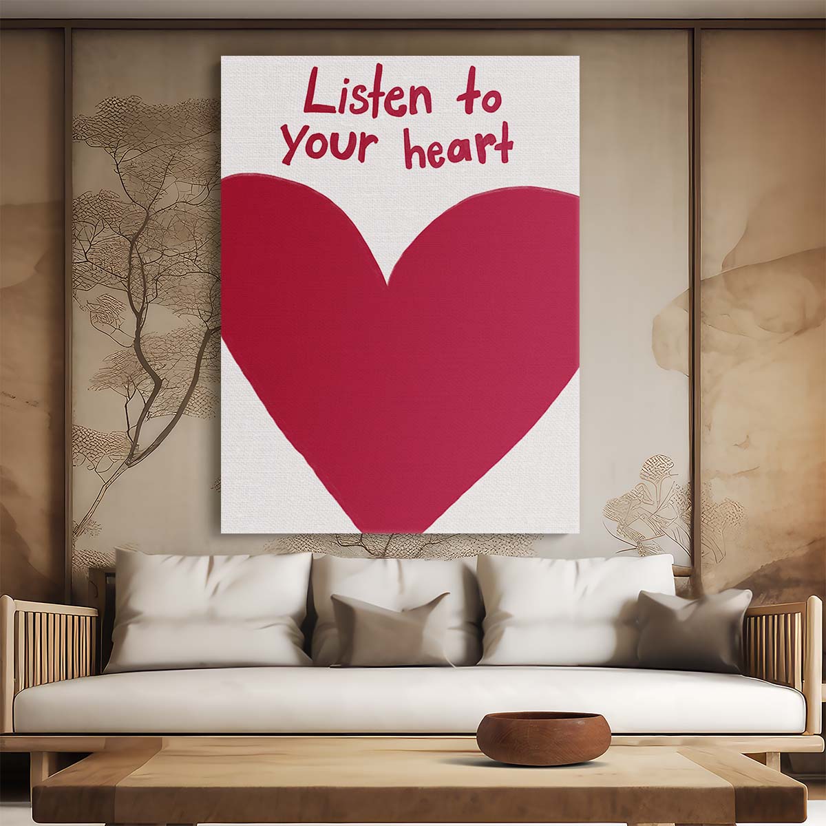 Romantic Inspirational Quote Illustration Listen to Your Heart by Luxuriance Designs, made in USA