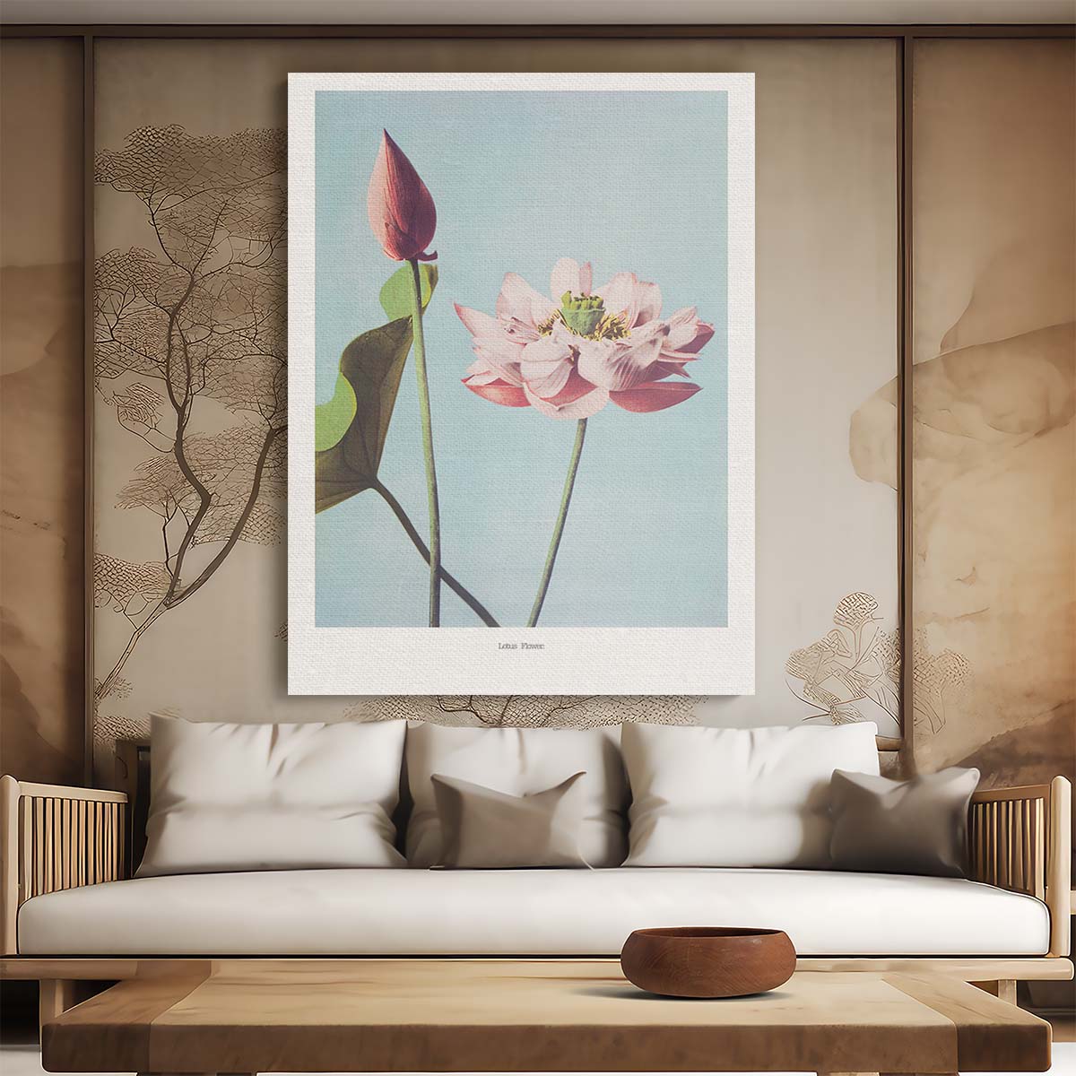 Vintage Japanese Lotus Flower Illustration Wall Art by Ohara Koson by Luxuriance Designs, made in USA