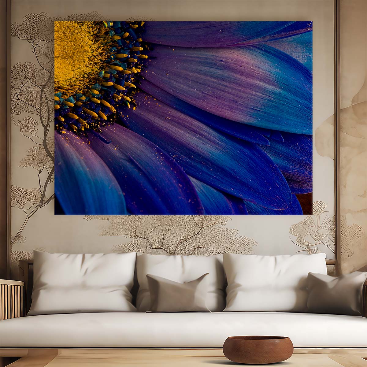 Stunning Icelandic Purple Daisy Macro Floral Wall Art by Luxuriance Designs. Made in USA.